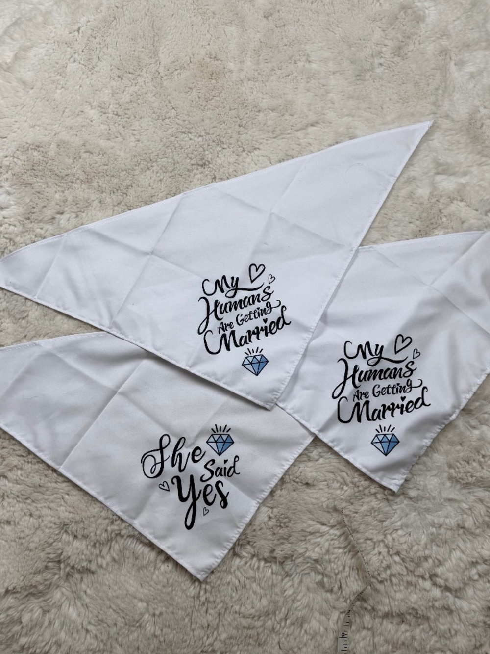 Engagement Announcement Gift Dog Bandana Wedding Photo Prop Pet Scarf White OS
